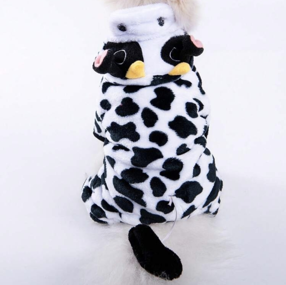 Dog puppy pet cat Halloween Cow Costume moo black white hoodie XXL - Picture 1 of 5